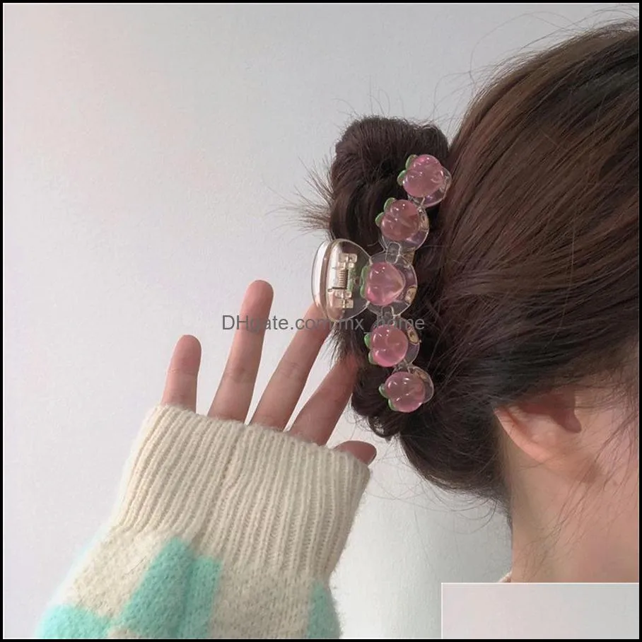 party favor girl transparent pink peach clip spring soft japanese sweet hairpin shark hair accessories