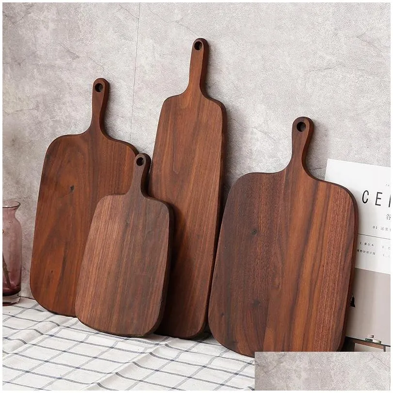 hangable black walnut cutting board durable wooden chopping fruit pizza sushi bbq tray solid unpainted nonslip kitchen dining tools