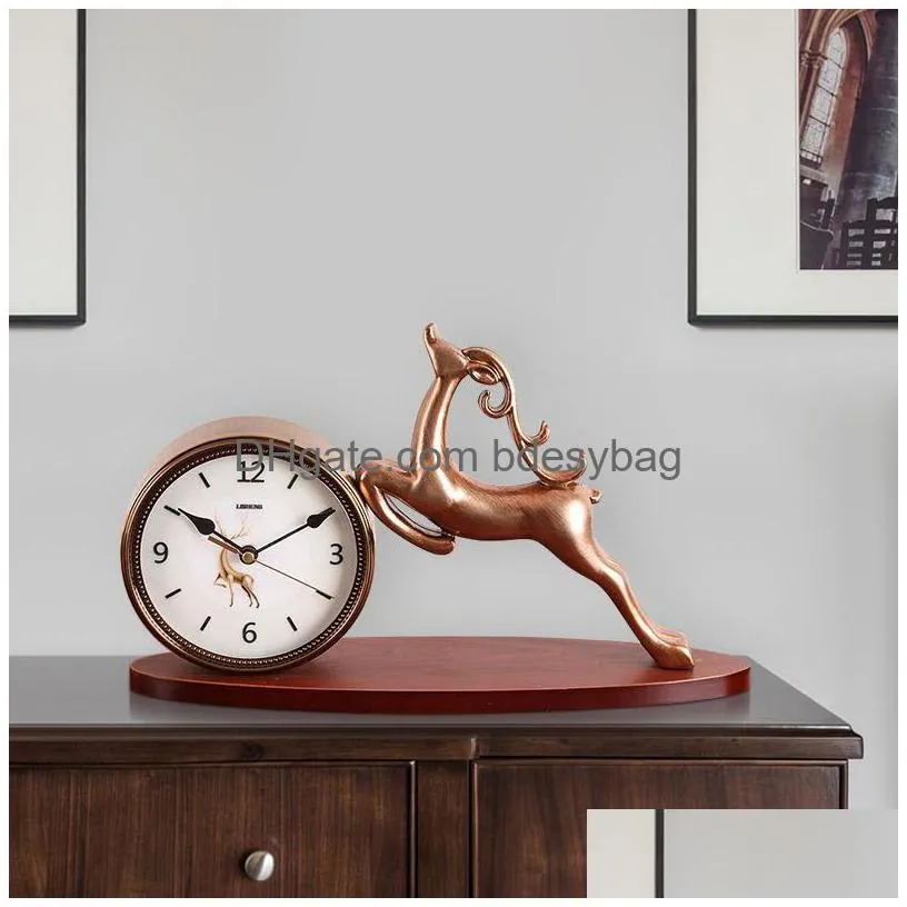 desk table clocks creative european clock silent luxury art golden vintage living room desktop relogio de mesa home decor a60zz