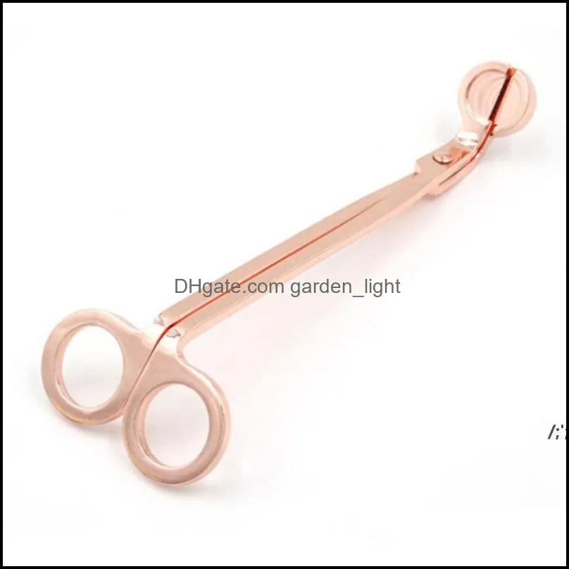 candle wick trimmer stainless steel candle scissors trim wicks clipper cutter snuffer extinguisher round head 18cm rose gold by sea