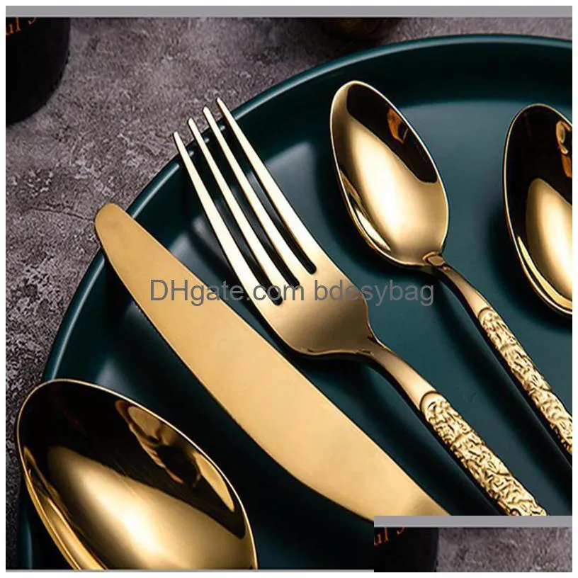 dinnerware sets stainless steel western cutlery set knife fork spoon dinner dessert steak tableware forkdinnerware