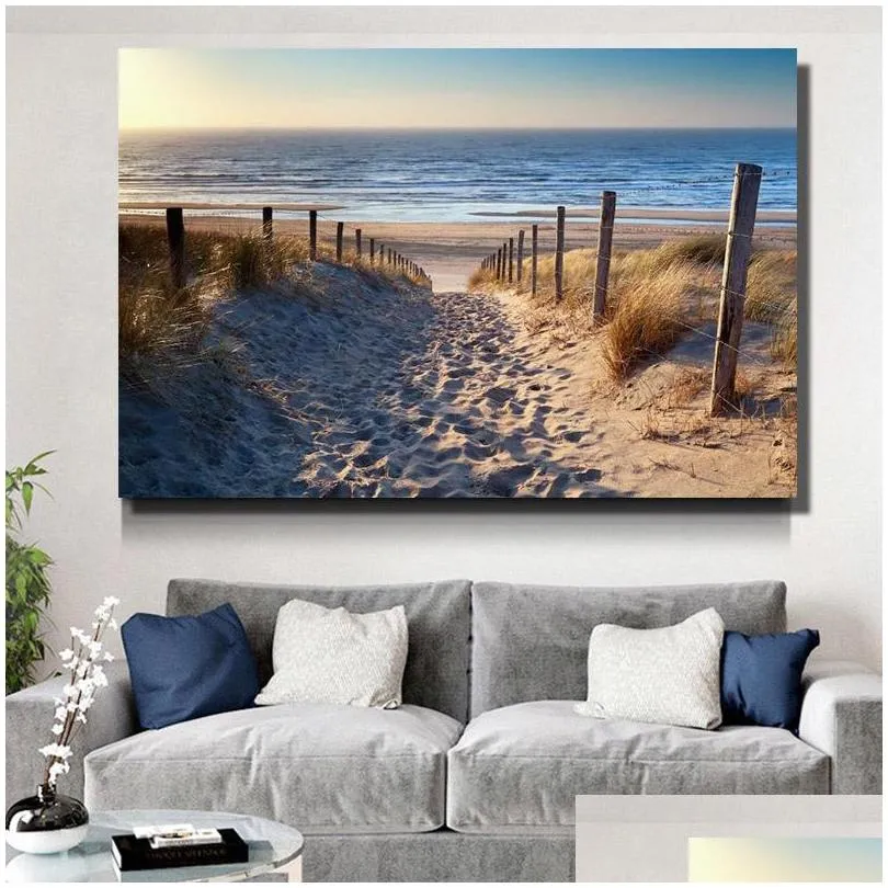 nordic poster seascape canvas painting beach sea road wall art picture no frame for living room bedroom modern home decor