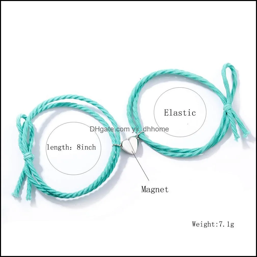 heart magnet attracts couples bracelets students good sisters hand rope friendship bracelet jewelry