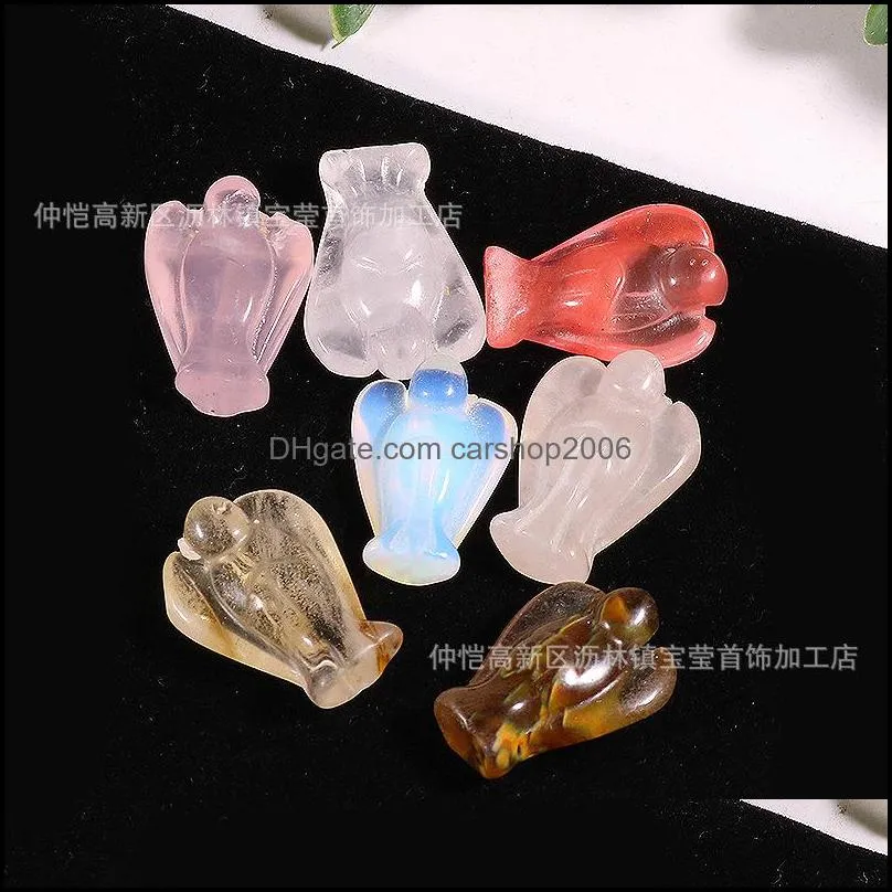 natural crystal stone ornaments carved 15x20mm angel chakra reiki healing quartz jewelry making home decor