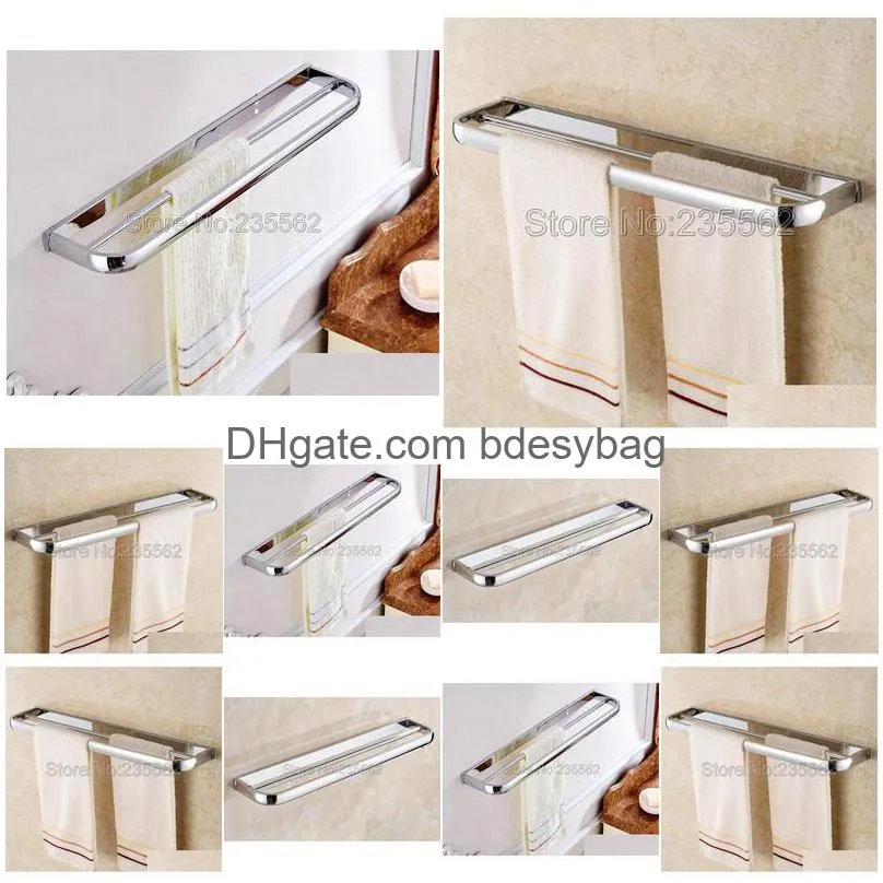 towel racks chrome finish bathroom accessory / modern wall mounted double bars holder lba832