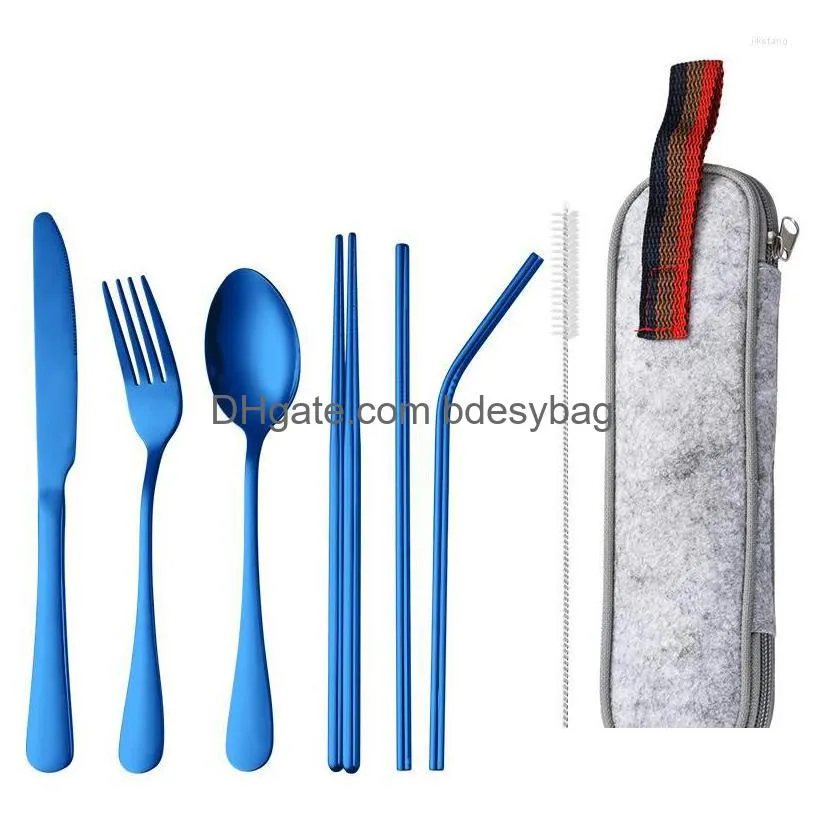 dinnerware sets set cutlery 7 restaurant pieces steel knife straw fork tableware western classic stainless dinner dining