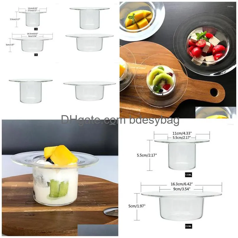 bowls dessert glass salad creative straw hat shape ice cream class storage container decoration tableware