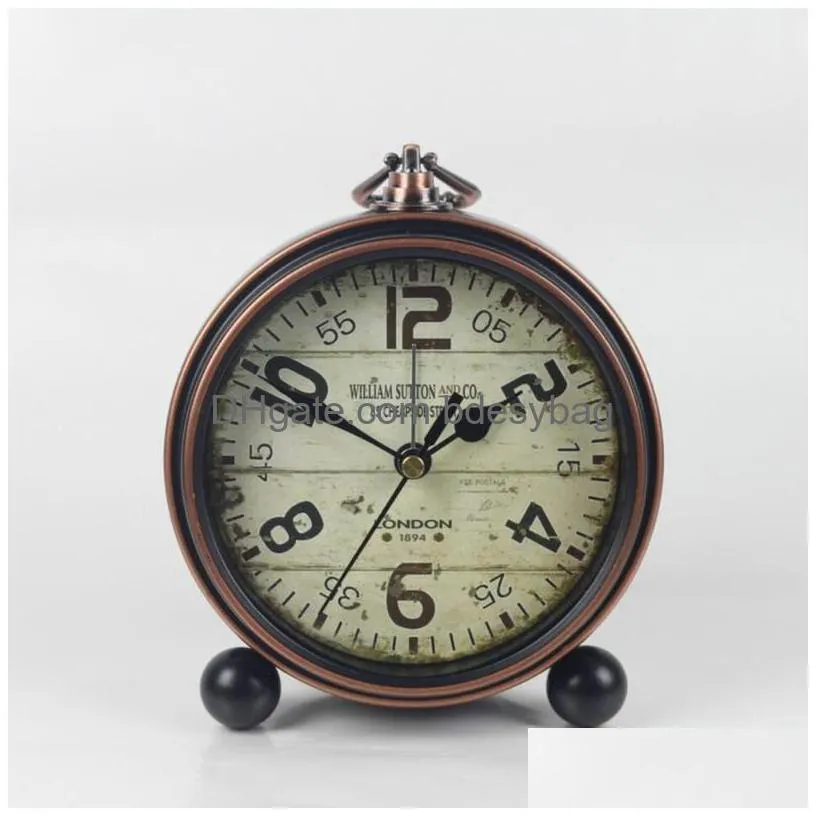 desk table clocks black bronze edge reloj alarma radio temperatura antique clock european pastoral style wrought iron