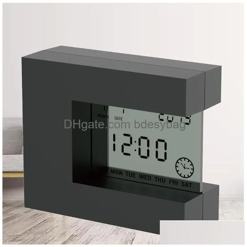 alarm clock digital for home office desk table watch lcd modern with calendar date countdown timer battery clocks