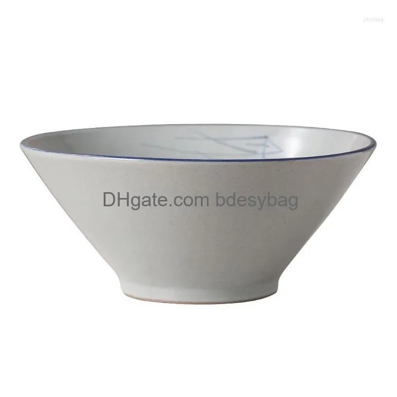 bowls lingao porcelain bowl blue and white household dinner ramen soup handmade chinese tableware can be customized wh
