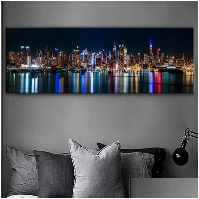  skyline view canvas paintings on the wall art posters and prints manhattan landscape canvas pictures home wall decor