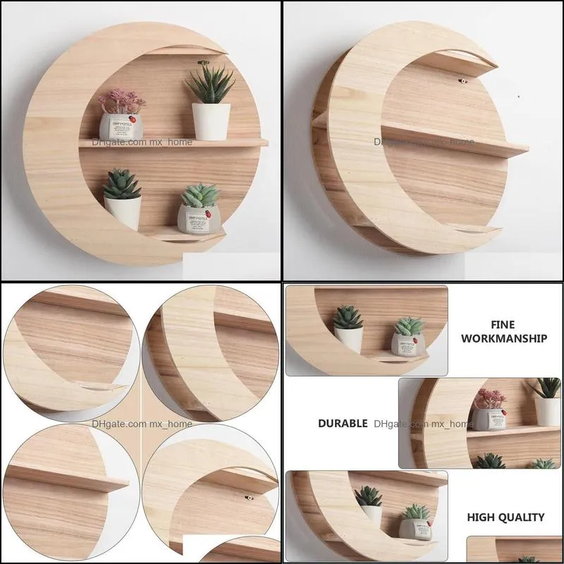 other home decor 1pc wooden storage rack wall mounted creative moon shape