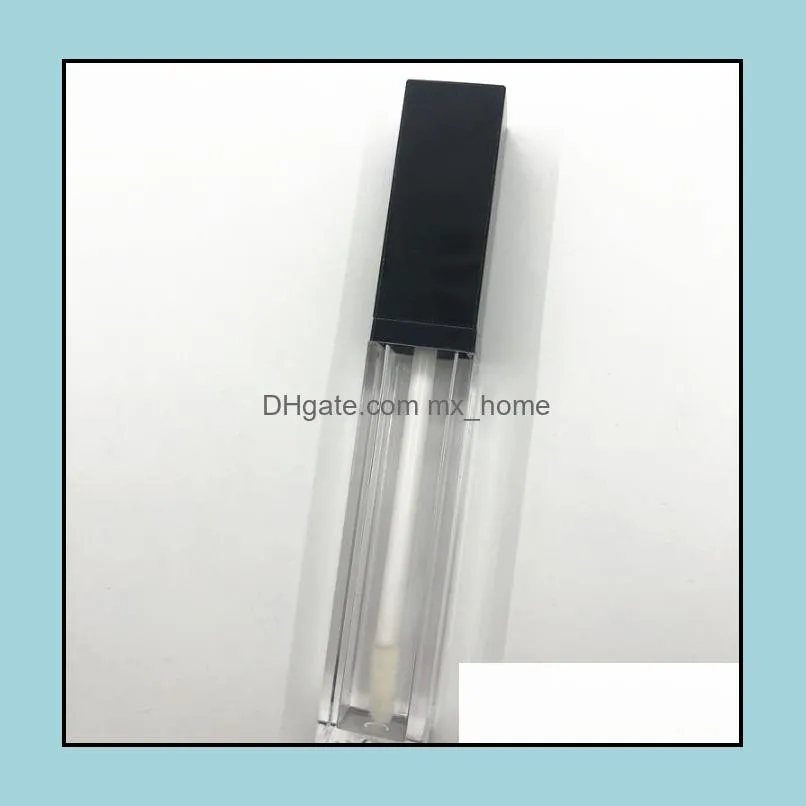 8ml empty lip gloss tubes clear lipgloss packaging container refillable bottles square matte black lipstick liquid oil tube sn2978