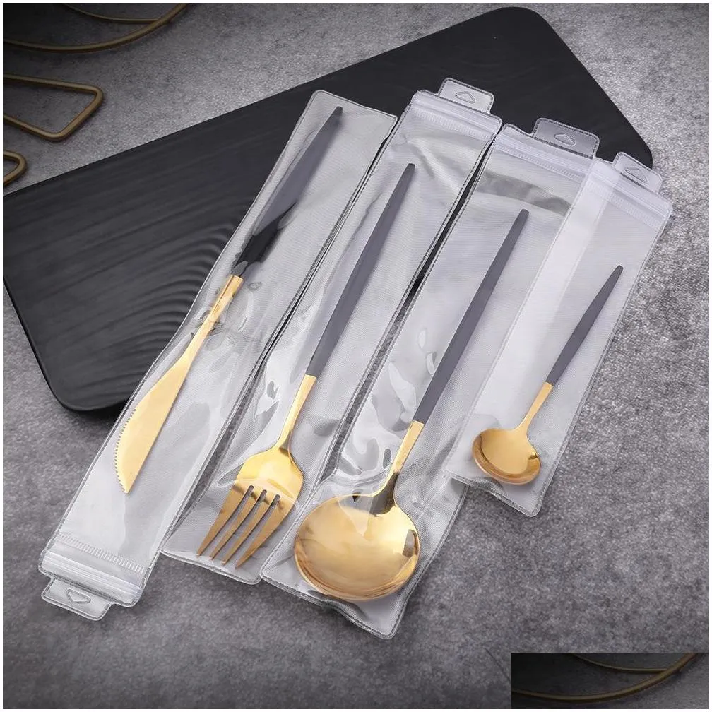 stainless steel mirror tableware gold knife meal spoon fork tea spoon flatware simple exquisite western dinner cutlery dinnerware