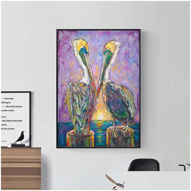 canvas art oil paintings birds on seaside wall art print pictures for living room canvas painting animal art home decor
