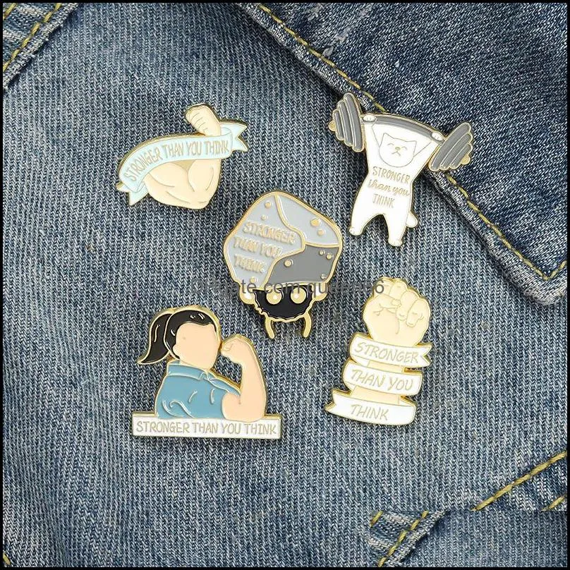 ribbon letter fist man collar brooches cat weightlifting fitness alloy pins sports party gift stronger enamel knapsack  badge jewelry accessories