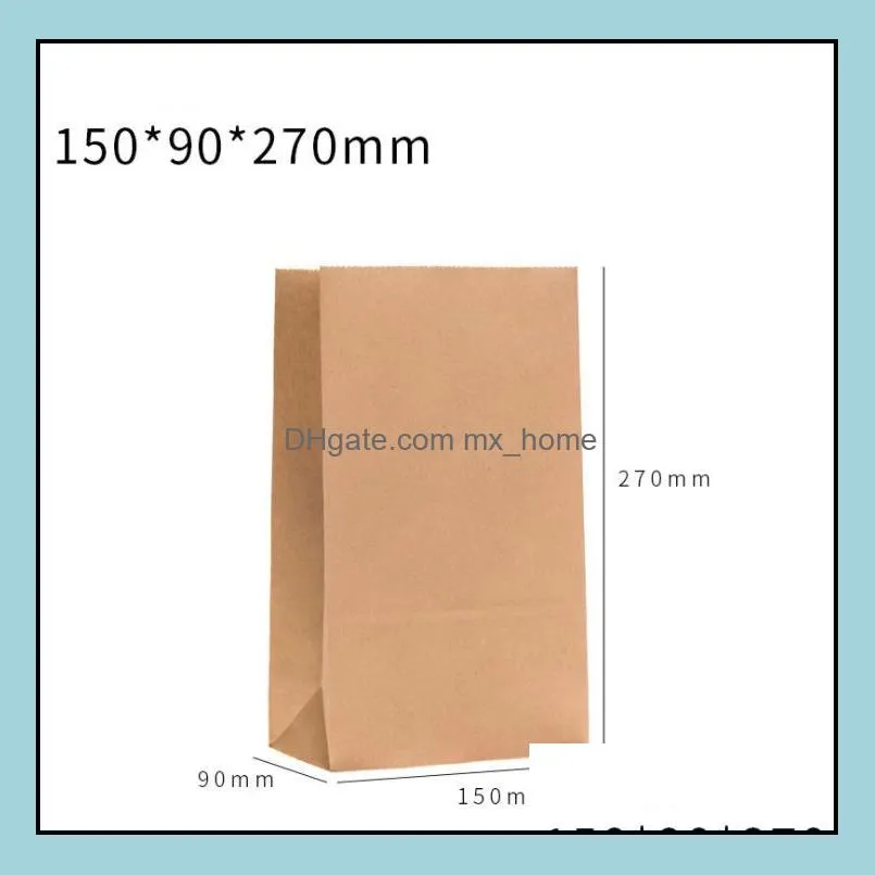 2000 pieces of japanese kraft paper oilproof food bag square bottom disposable takeout storage bread packaging bags size 150x90x270mm