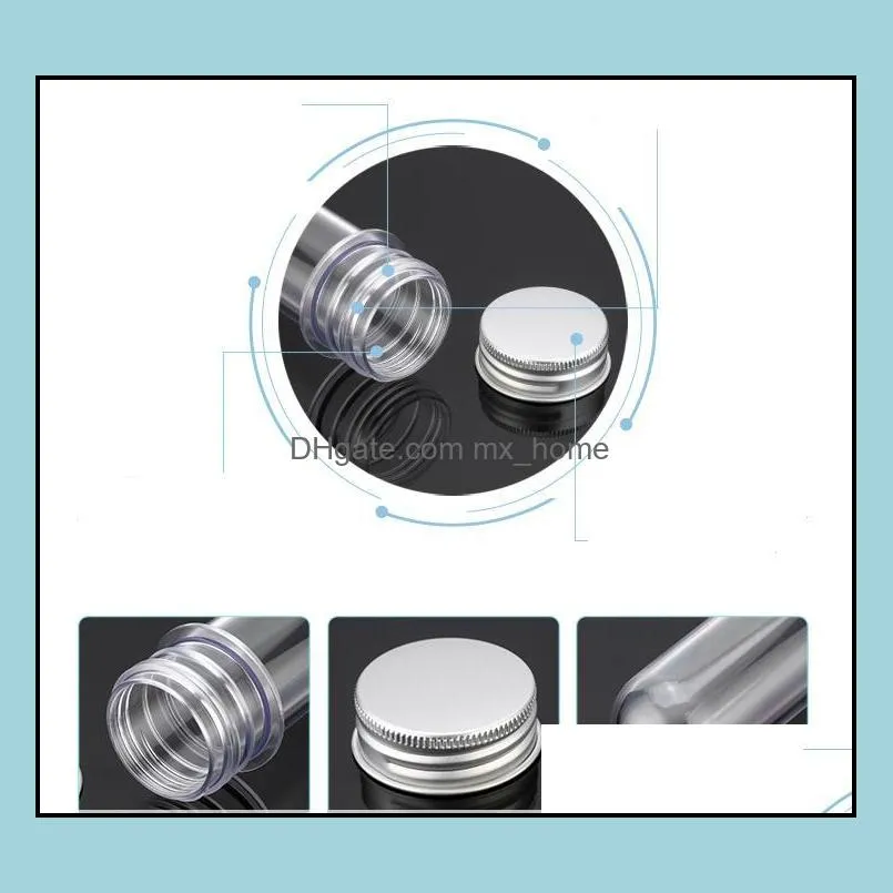 40ml transparent mask bath salt test pet tube with aluminum cap clear plastic cosmetic tube with pressure sensitive seal 