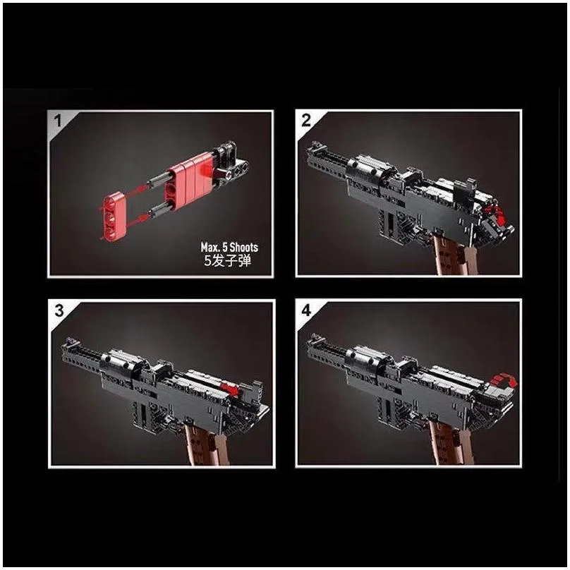 mould king 14011 the mausers c96 pistol model gun assembly hightech submachines bricks of building block set for kids birthday christmas