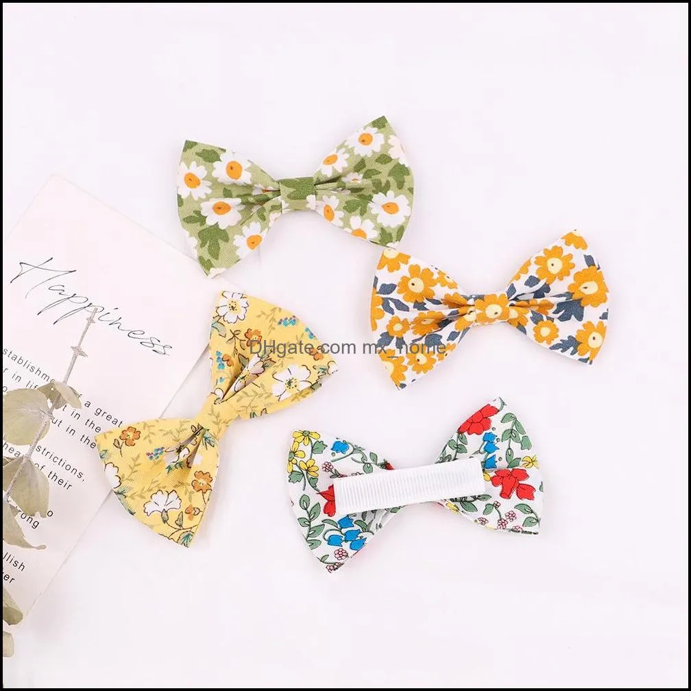 2.8inch bows nylon baby headband baby floral prints hair bow hair clips for kids barrettes girls hair accessories