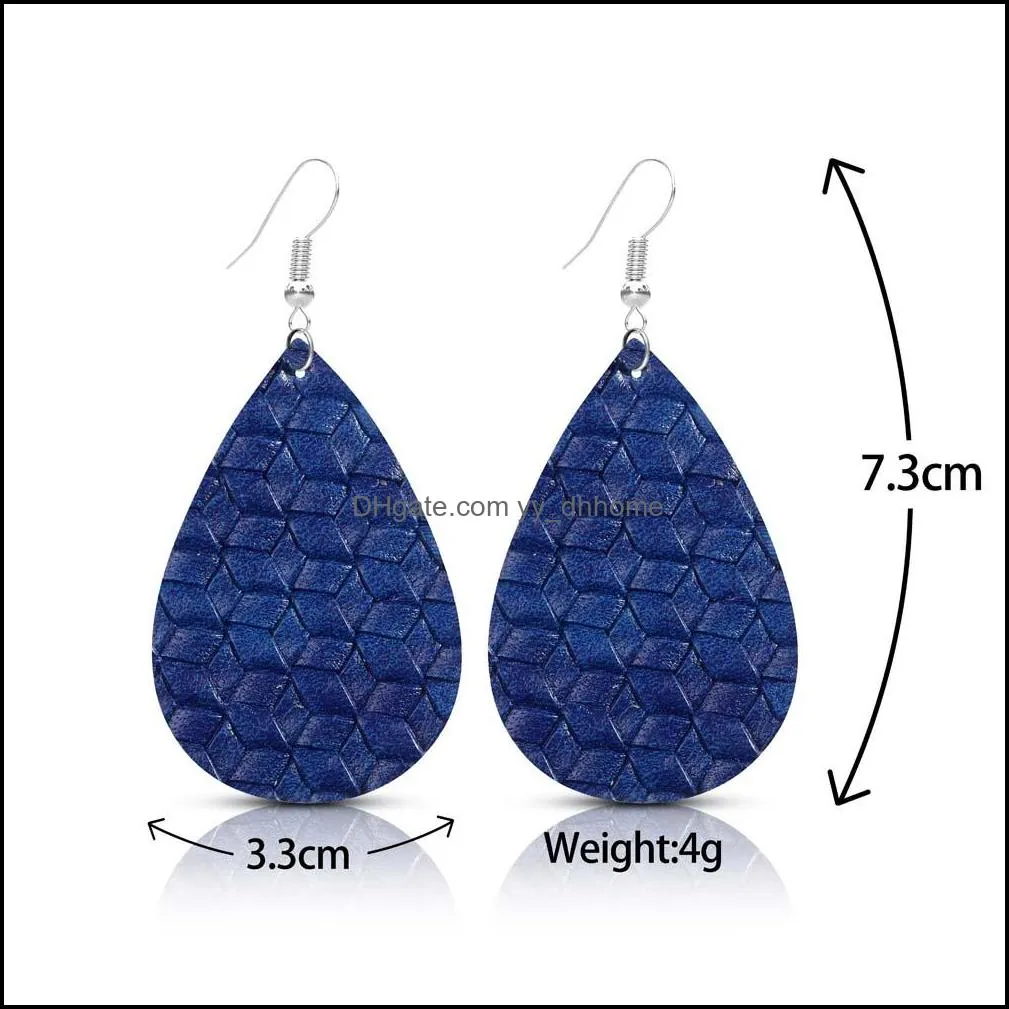  trendy printing water drop leather earrings for women fashion colorful bohemian statement teardrop earring jewelry gifts