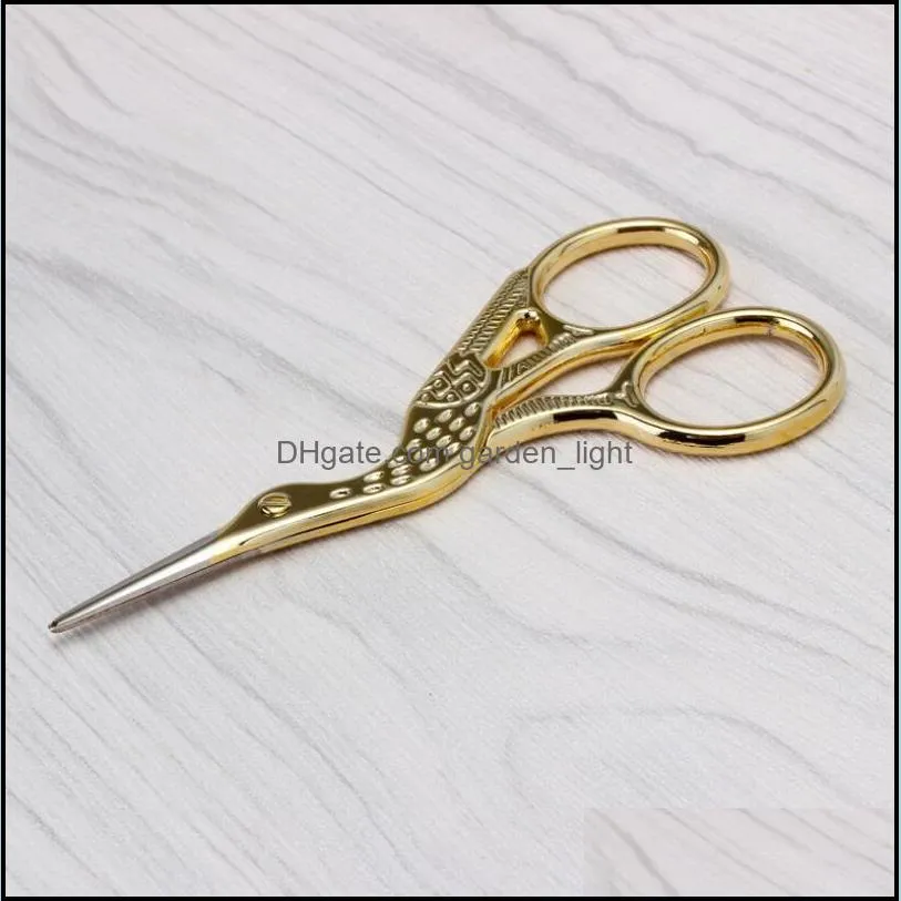 gold plated silvery small clipper stainless steel crane shape scissors animal carving retro sell home tool rrb14875