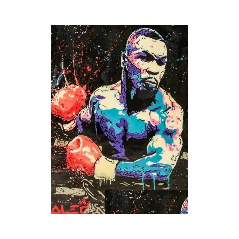 street graffiti art poster wall art decor painting print canvas art boxing champion tyson picture for childrens roomhome decor