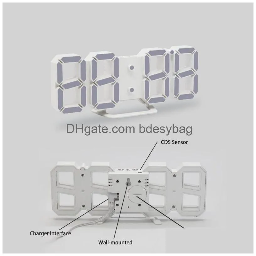 desk table clocks 3d led digital clock creative threedimensional wall electronic alarm temperature date snooze