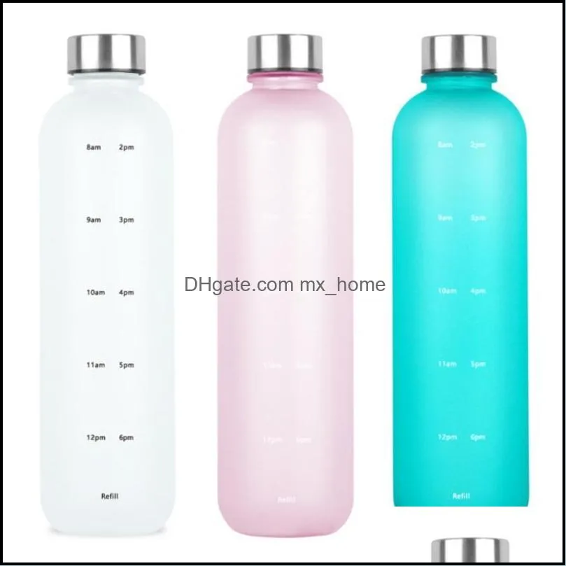 water bottles 1 piece plastic bottle litre leakproof bpa sports time markings three colors to choose
