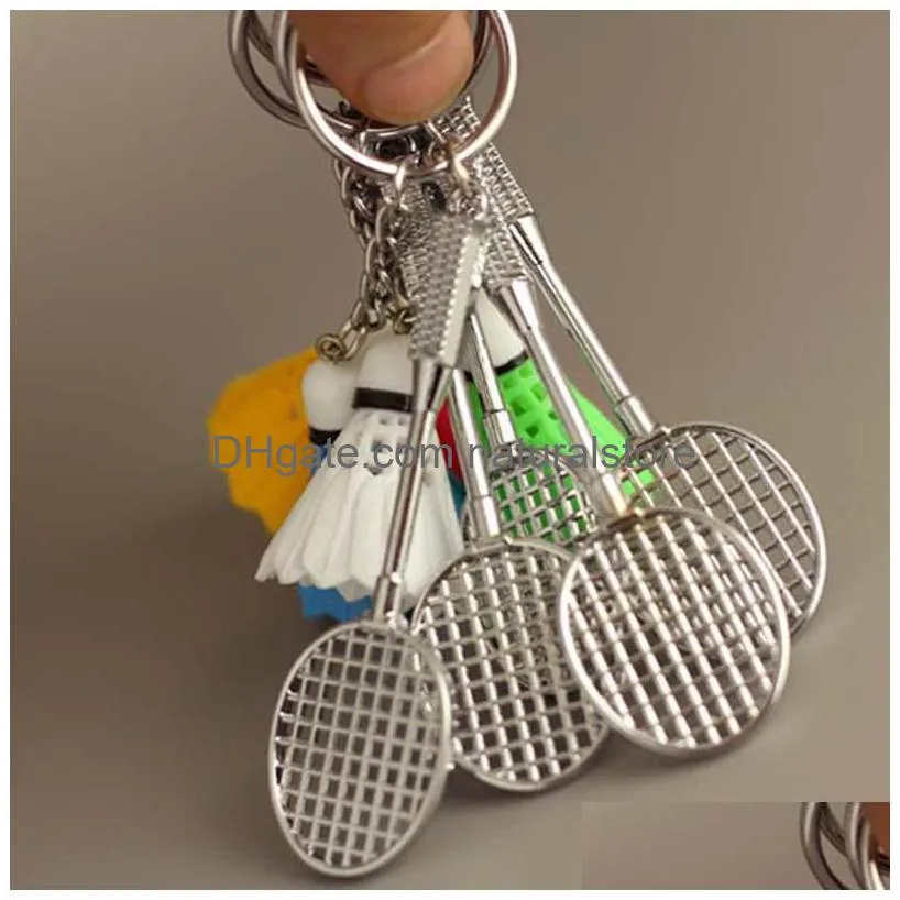 mini 3d badminton keychain colorful decoration badminton key chain keyfob for car key ring bag purse sports gifts 5 colors