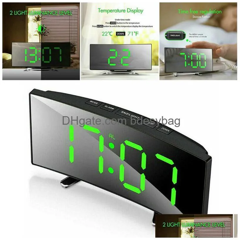 desk table clocks display alarm clock mirror time snooze quiet home decoration electronic