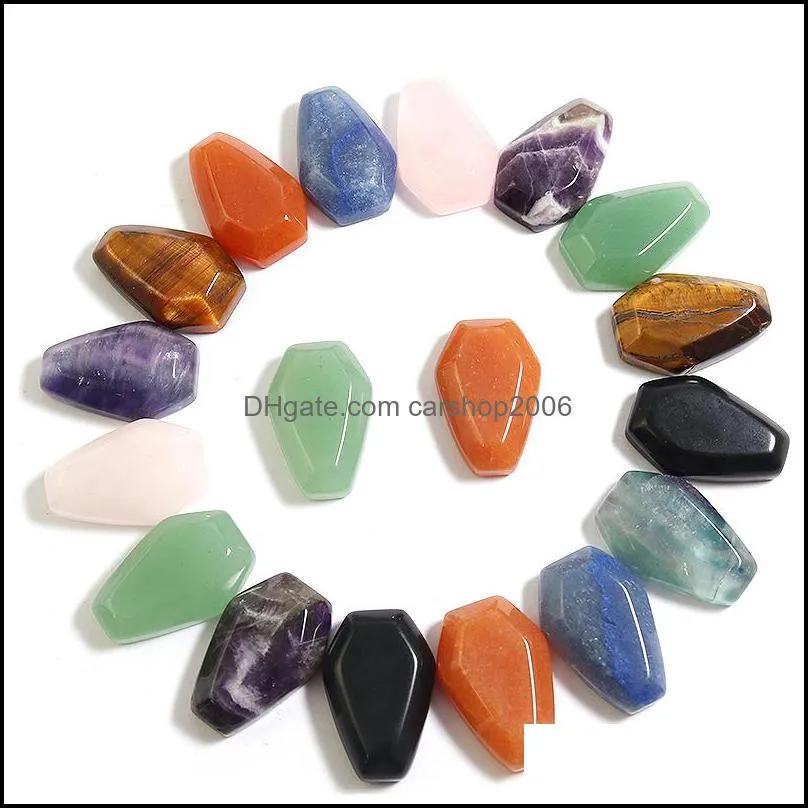 natural crystal stone coffin shape ornaments reiki healing chakra quartz mineral tumbled gemstones gem craft home decoration