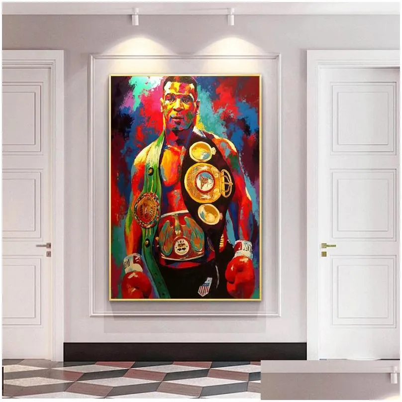 street graffiti art poster wall art decor painting print canvas art boxing champion tyson picture for childrens roomhome decor