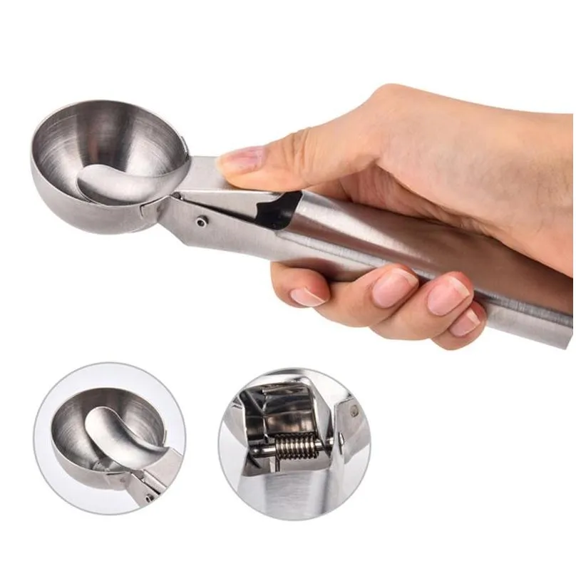 ice cream scoops stacks stainless steel icecream digger nonstick fruit ice ball maker watermelon icecream spoon tool