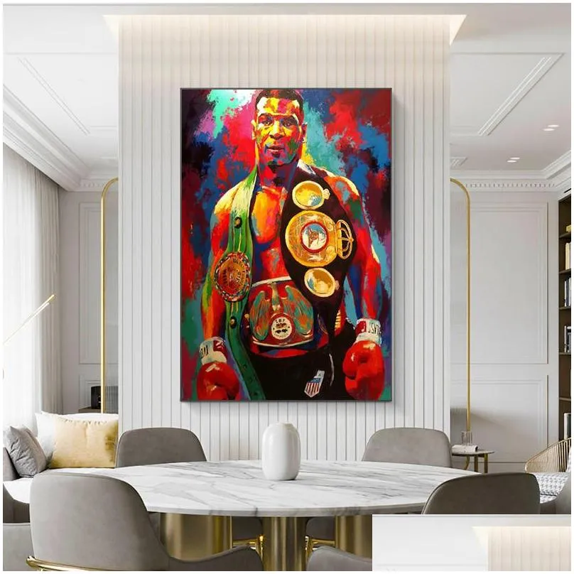 street graffiti art poster wall art decor painting print canvas art boxing champion tyson picture for childrens roomhome decor