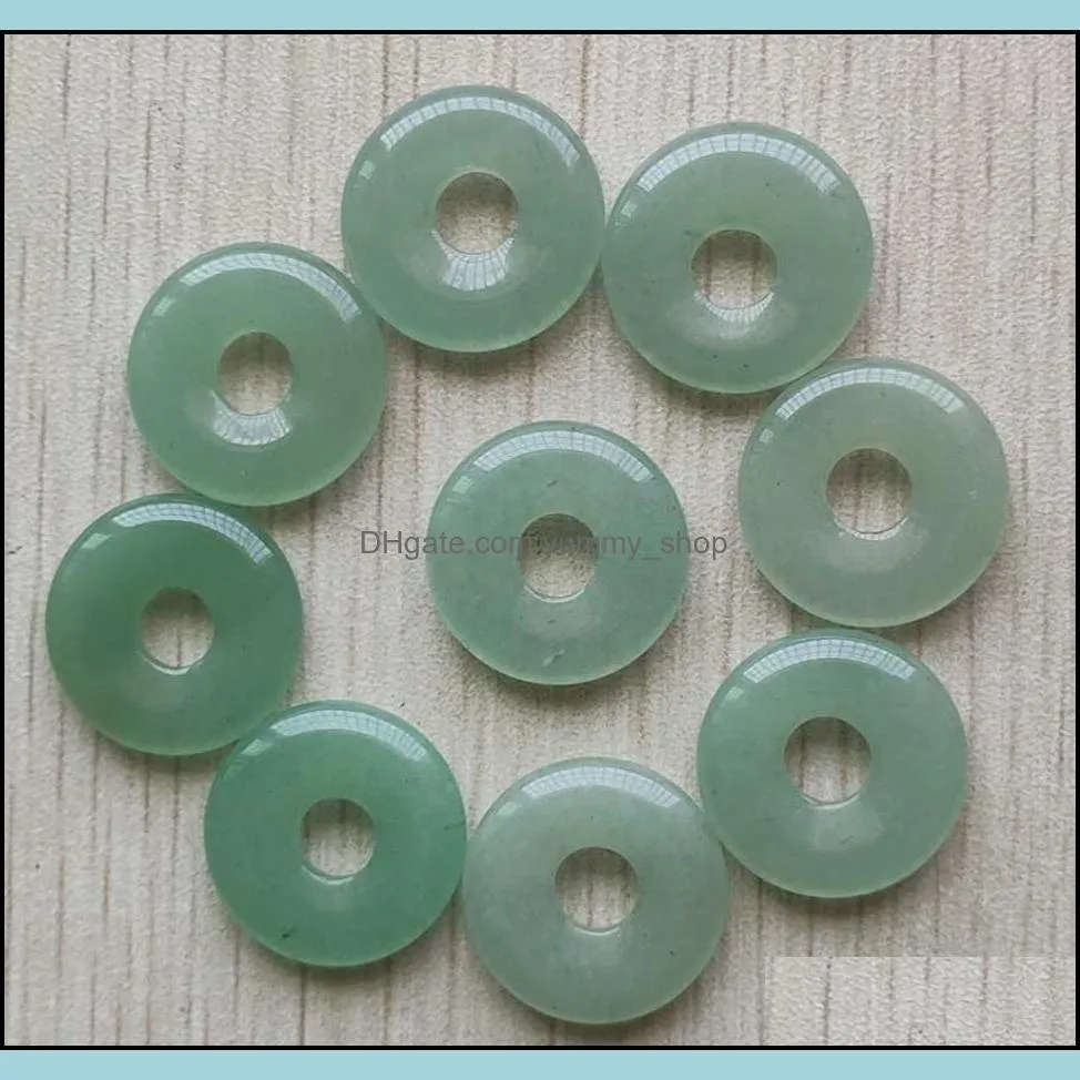 round ssorted 18mm circle donut green aventurine natural stone charms crystal pendants for necklace accessories jewelry making