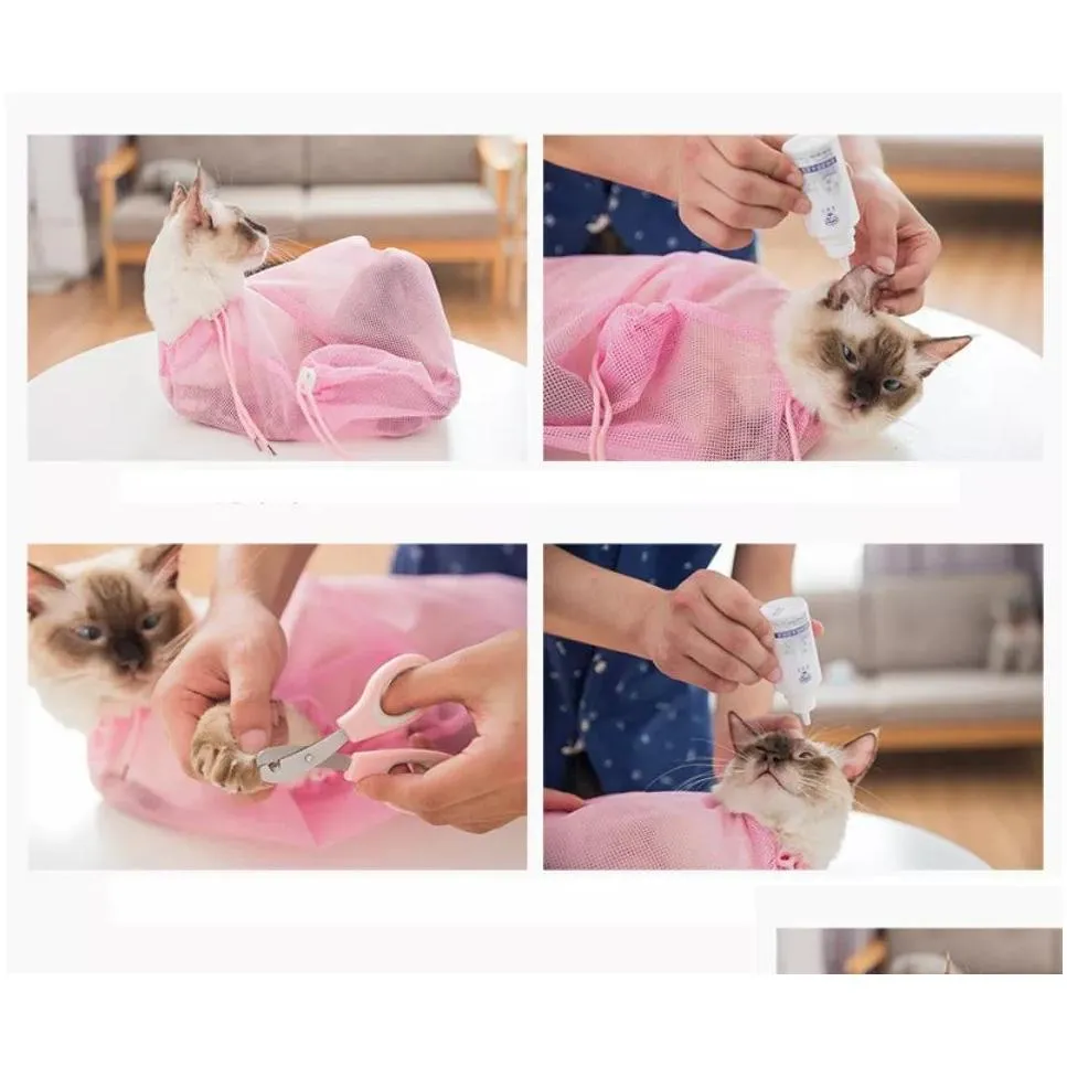 cat grooming mesh cats bathing bag washing bag bath clean no scratching bite restraint supplies nail cutting 34x50cm