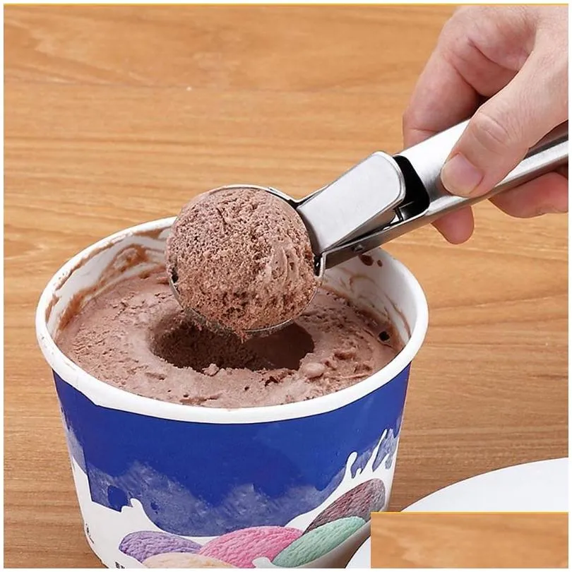 ice cream scoops stacks stainless steel icecream digger nonstick fruit ice ball maker watermelon icecream spoon tool