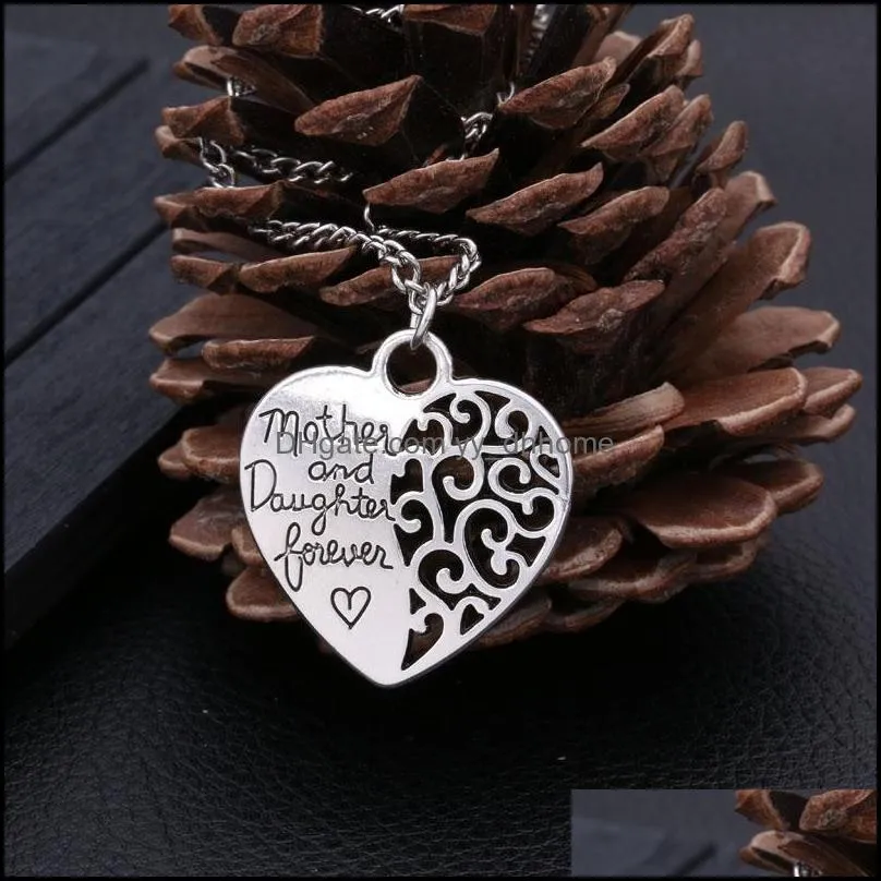 fashion love necklace between mother daughter is foreverhollow out heart pendants necklaces womens/ mothers day jewelry gift