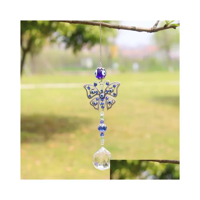 moon ring rainbow crystal suncatcher hanging prism ornament pendant home garden car decor wind chime