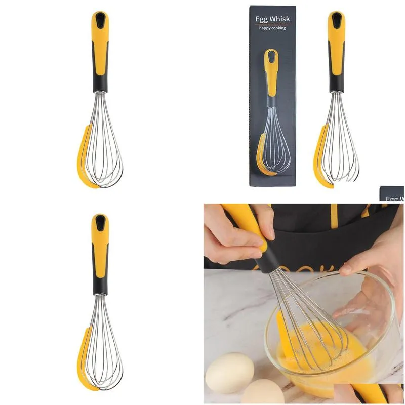 cooking utensils new silicone manual egg beater stainless steel mixer milk frother cake whisk baking tool