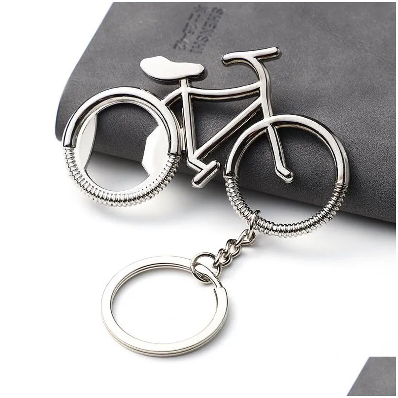 creative metal beer bottle opener fashion cute bike bicycle keychain key rings for lover biker bottle openers mens gift