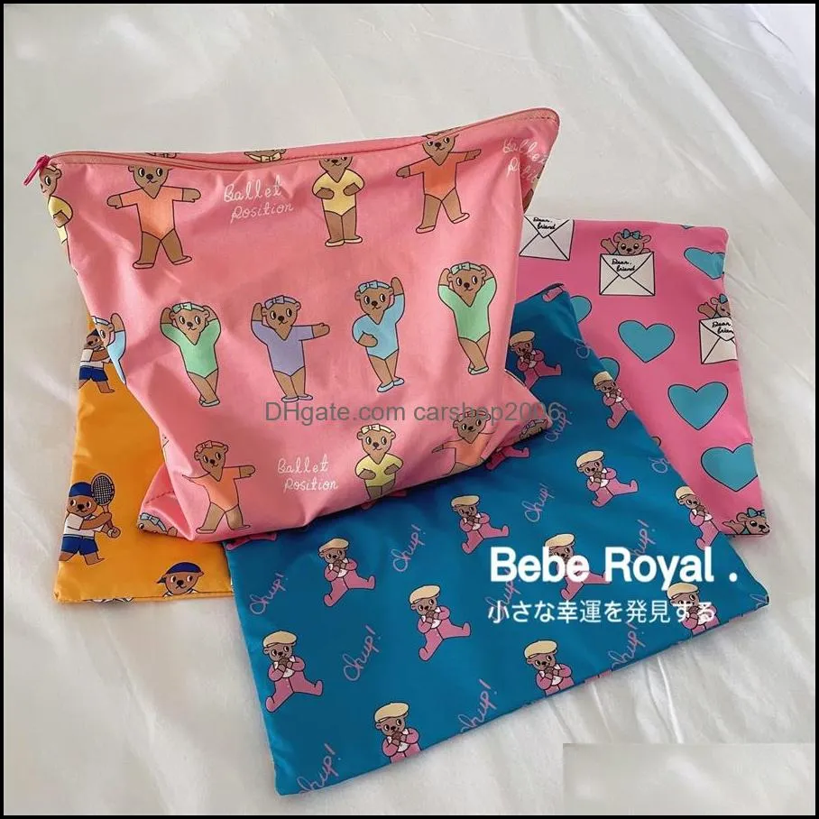korean ins cartoon cute bear portable cosmetic bag outdoor travel storage bag wash