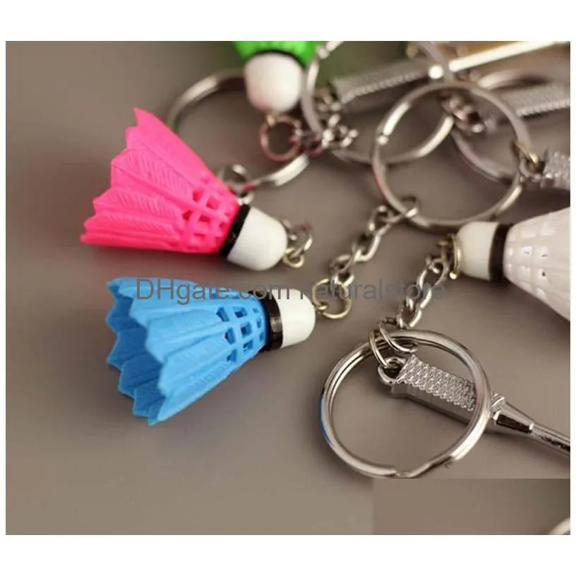 mini 3d badminton keychain colorful decoration badminton key chain keyfob for car key ring bag purse sports gifts 5 colors