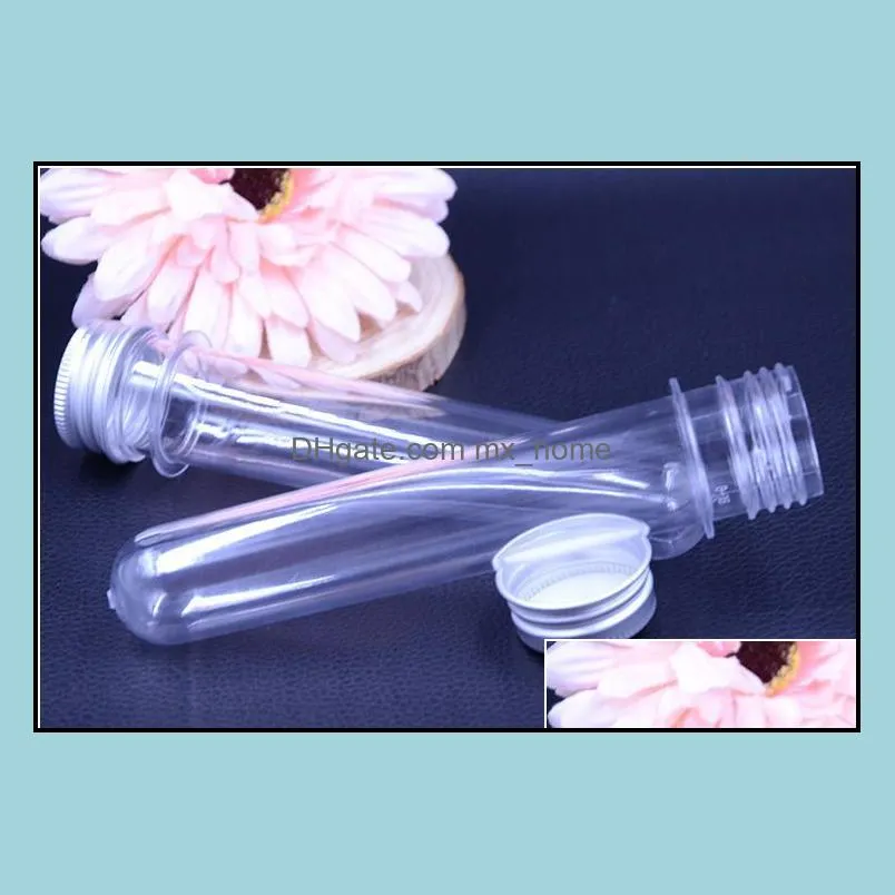 40ml transparent mask bath salt test pet tube with aluminum cap clear plastic cosmetic tube with pressure sensitive seal 