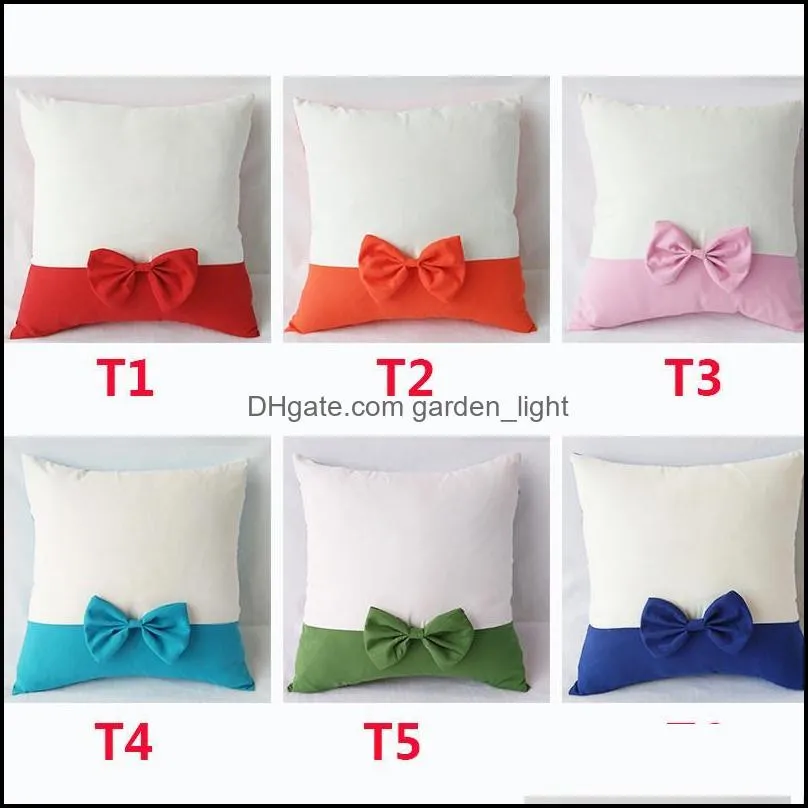 40x40cm bow pillow covers sublimation blanks diy printing cushion pillowcases with zipper rrd13139