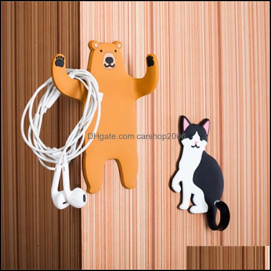 japanese creative cute cartoon animal tail hook wall key coat strong sticky hook nano seamless