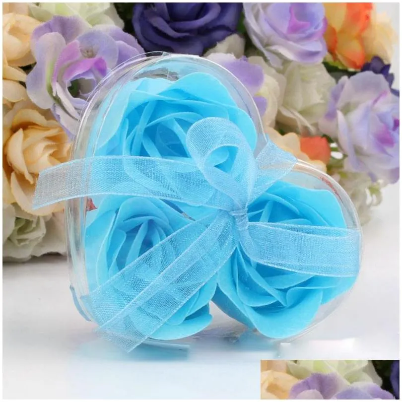 3pcs box packed heart shape handmade rose soap petal simulation flower paper flower soap 3pcsis1box valentines day birthday party