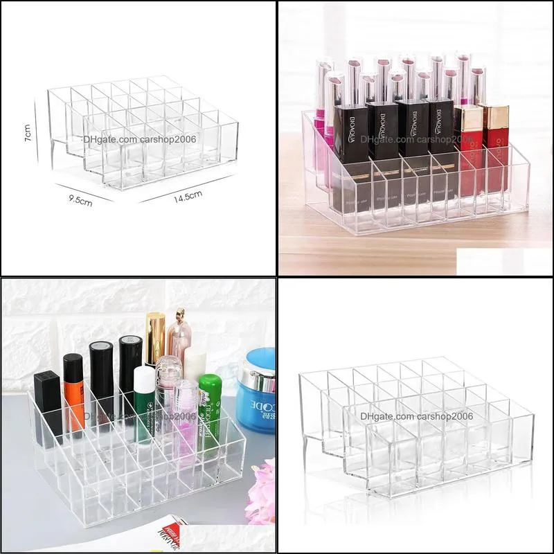 storage holders transparent 24 grid acrylic makeup storage box lipstick stand display cosmetics nail polish tool