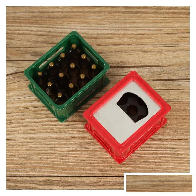 red and green beerbox shape bottle opener custom creative threedimensional beer plastic box bottleopenercustom logo